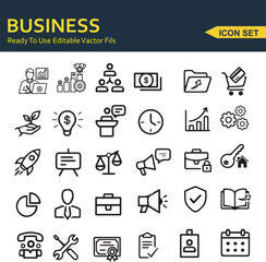 Fototapeta premium Business Line Icon Set Vector – Corporate Office, Finance, Marketing Outline Icons Pack
