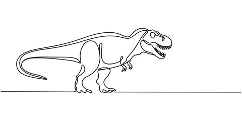 Continuous line drawing of a Tyrannosaurus Rex dinosaur one prehistoric animal monstrous creature illustration art © Sahor