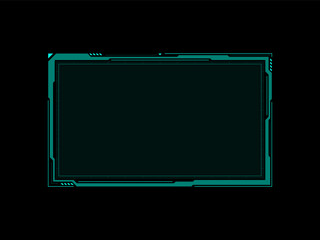Futuristic Sci-fi HUD border frame with 16:9 aspect ratio for video overlay and digital interface design.