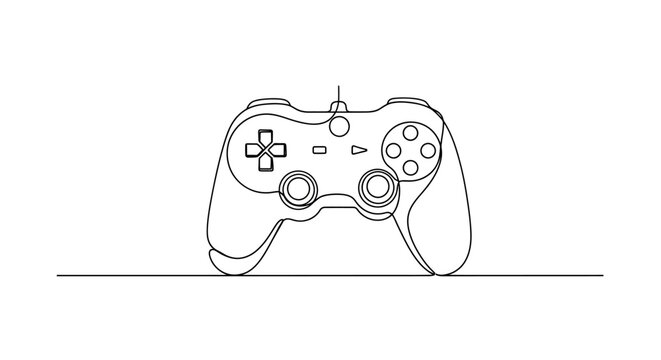 Minimalist Line Art Game Controller Icon, Single Line Drawing, Vector Graphic