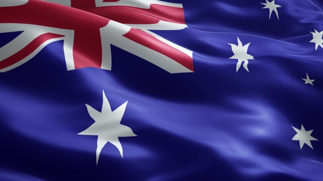 Australia Flag Loop Animation with Union Jack and Stars, Seamless Cloth