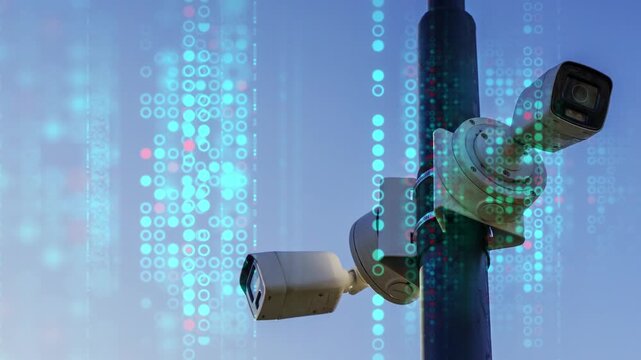 Surveillance Camera on Street Pole for Urban Security and Monitoring