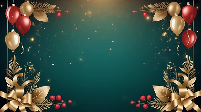 Elegant Holiday Decoration with Gold Baubles and Pine Branches in Warm Lighting