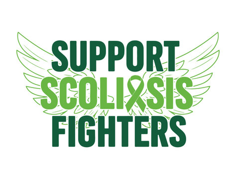 Support scoliosis fighters green ribbon wings