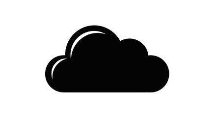 Fototapeta premium A simple black cloud illustration on a white background depicts a weather symbol.