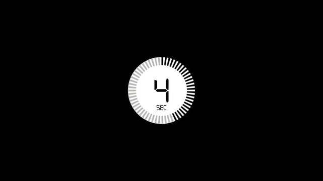 10 seconds countdown timer animation on transparent background, circular ten seconds countdown animated. Countdown timer, circle countdown animation for special deal Promotions.
