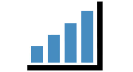 Fototapeta premium Simple blue bar graph illustrating growth or increasing data points