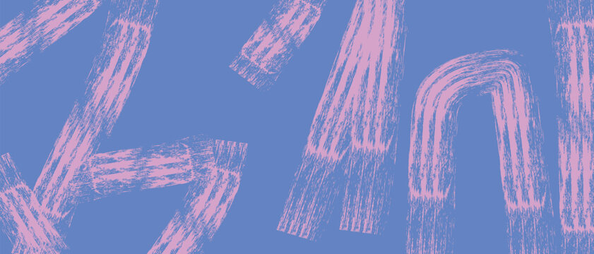 Abstract Blue and Pink Hand Drawn Paint Brush Strokes Texture Background. 