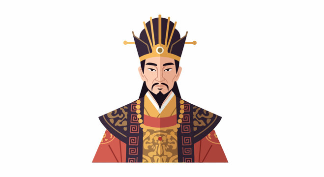 Illustration of a Chinese emperor wearing traditional imperial attire and a crown against a plain white background.