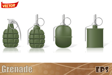 Obraz premium hand grenade set icons vector illustration isolated on white background
