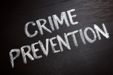 Fototapeta premium Educational chalkboard text showing crime prevention in chalk