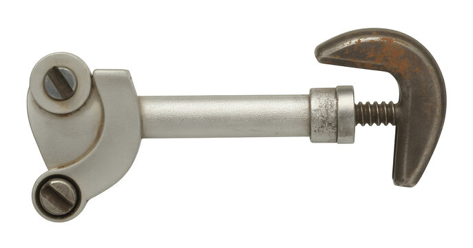 Adjustable wrench with threaded rod metal tool silver wrench old tool isolated on a transparent background