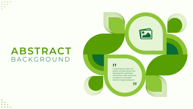 Green Abstract Background with Geometric Leaf Shapes, Modern Corporate Layout for Presentation, Conference, Banner, Flyer and Website Design, with Copy Space . Vector Template
