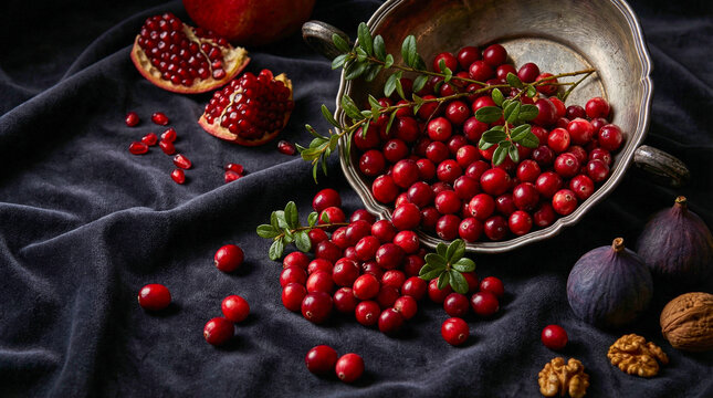 Ar&aacute;ndanos rojos frescos sobre fondo oscuro premium