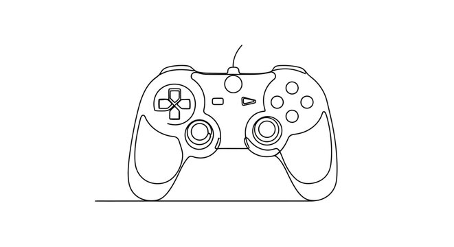 Minimalist Single Line Drawing of a Video Game Controller