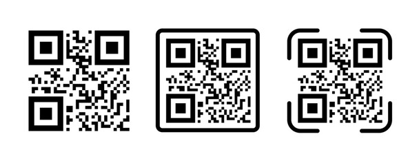 Fototapeta premium Scan QR code icon in a clean flat style, featuring a digital scanning symbol optimized for smartphone payment systems, mobile applications, contactless transactions, and modern financial technology