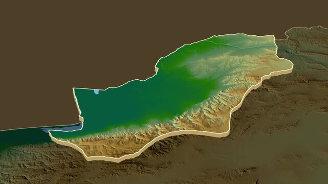 Golestan province, extrusion on physical map - inset map with province location in Iran