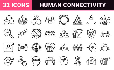 Fototapeta premium Human Interaction and Social Connectivity Icon Set Featuring minimalist Monoline Geometric Outlines for Professional Business and Communication.