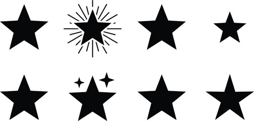 Obraz premium Star Icon Set Solid Black Stars Collection Minimal Vector Shapes 
