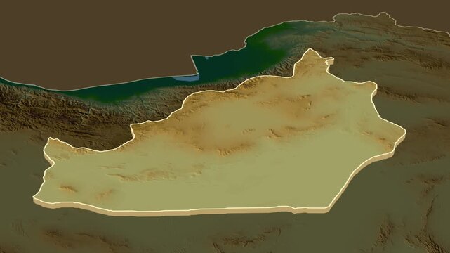 Semnan Province Iran,  extrusion on physical map - inset map with province location