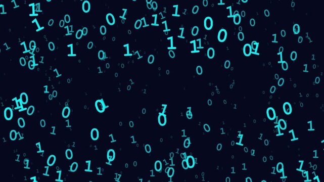 Immersive View of Flowing Binary Digits Representing Complex Data within an Abstract Cyber Environment