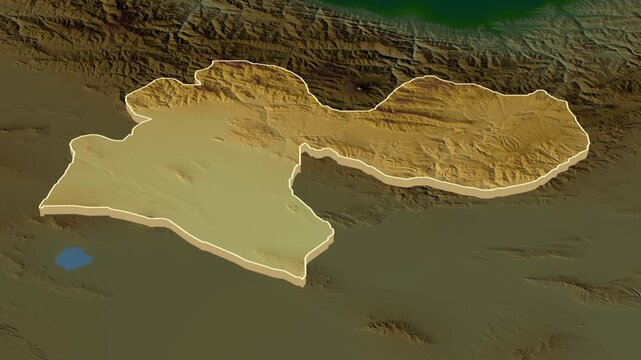 Tehran Province Extrusion on Physical Map - inset map with province location in Iran