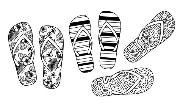 flip flops vector Beach Sandal Pattern Collection Flip Flops Outline Vector
