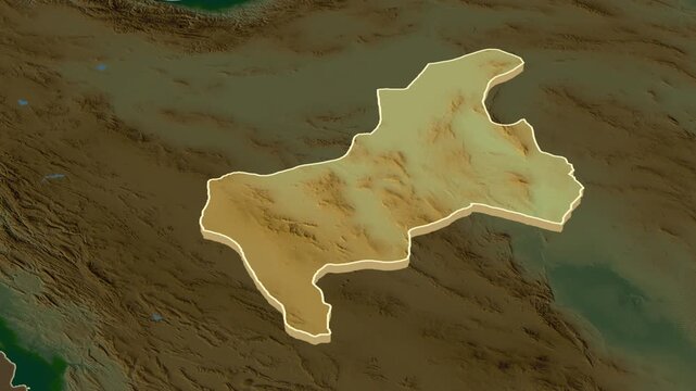 Yazd Province Extrusion on Physical Map - inset map with province location in Iran