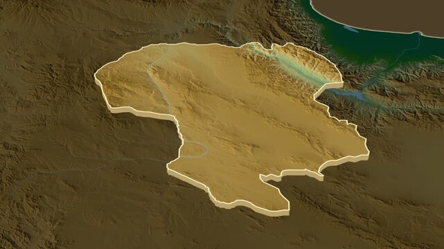 Zanjan Province Extrusion on Physical Map - inset map with province location in Iran