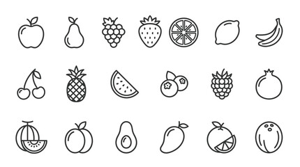 Minimal fruit icon set - Editable stroke  © Active Creator Pro