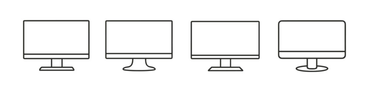 Collection of four different computer monitor outlines on a white background