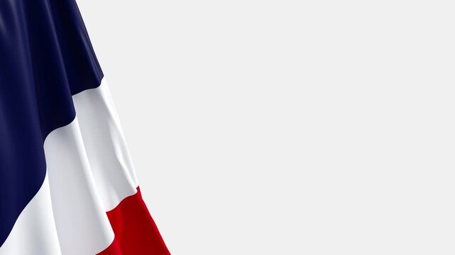 Waving french Flag on Left Side, Seamless Loop, Customizable Background