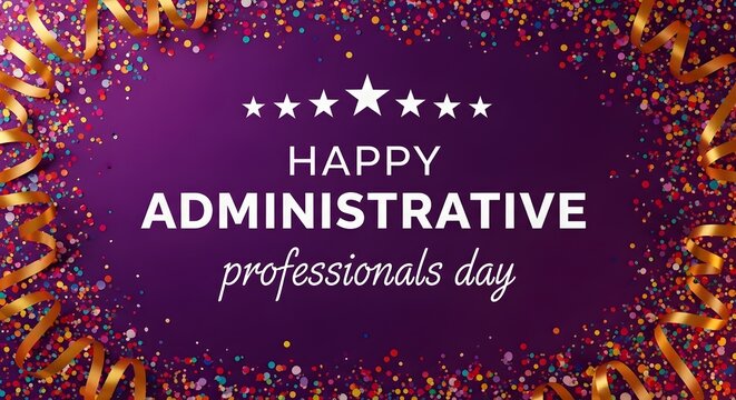 Happy administrative professionals' day celebration with confetti
