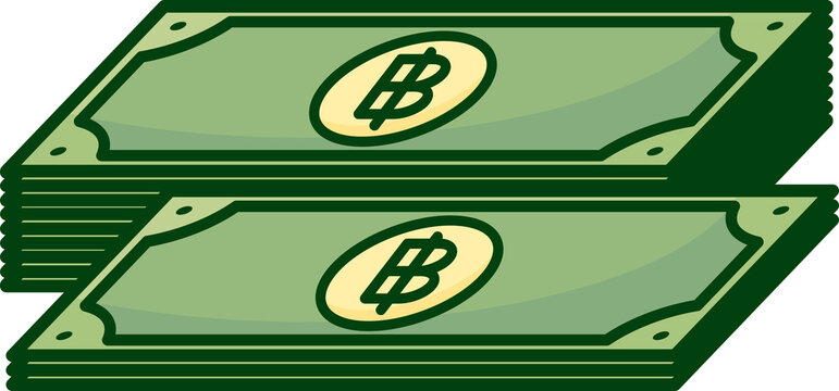 Stack of baht cash bundles vector