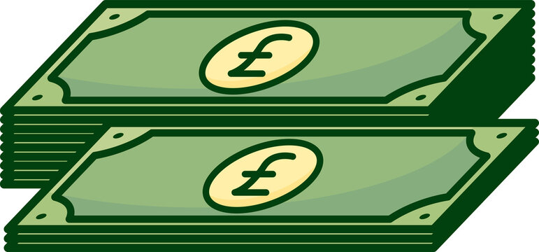 Stack of pound cash bundles vector