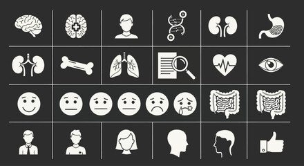 Obraz premium Medical Icons Set: Health, Anatomy, Emotions, and Human Body Icons