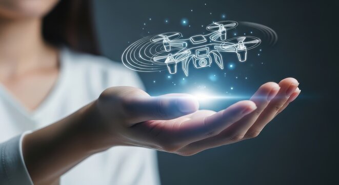 Dark-skinned woman displays holographic security shield with lock pattern above palm in cyber office with dramatic blue lighting.