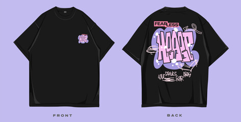Christian T-shirt Design with Graffiti Style. Inspirational Spiritual Quotes, Religion, Christianity. Urban Graphic for Print. Oversized Tee Mockup, Street Art Apparel Design. Vector Illustration © Universtock