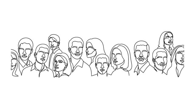 Diverse group of people illustration faces.