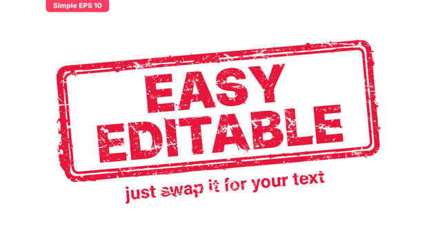 A red grunge rubber stamp vector illustration with the distressed text 'EASY EDITABLE' inside a rectangular frame, isolated on a white background.