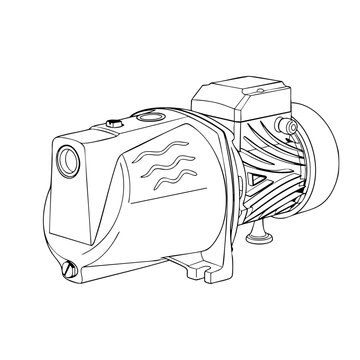 Rustic Hand Water Pump Line Art Icon  JET PUMP