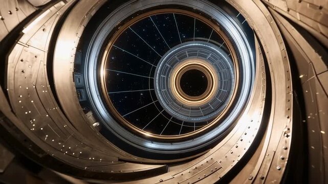 時空の喉の内側から外縁を望む一視点のトンネル構図