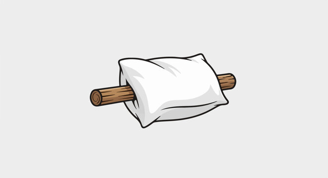 A cartoon pillowcase with a bundle of sticks