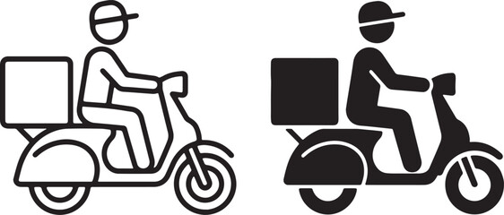 Delivery scooter icon set outline and solid silhouette vector illustration © Mohaiminul