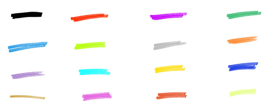 Farbmarkierungen gemalt mit einem Stift in bunten Farben