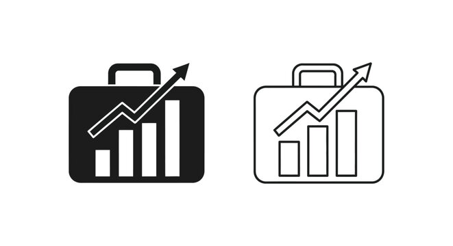 briefcase with bar graph and arrow Vector