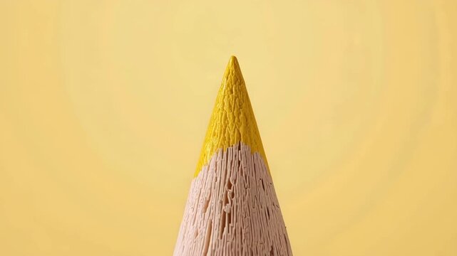 黄色の色鉛筆の先端を同色の柔らかな背景で強調
