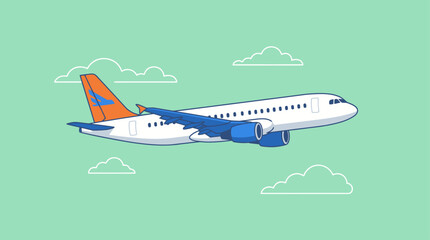 Naklejka premium Passenger Airplane Flying Vector Art