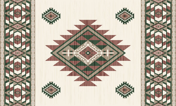 American tribal ethnic native pattern.Traditional Navajo,Aztec,Apache,Southwest and Mexican style fabric pattern.Abstract vector motifs pattern.For fabric,clothing,blanket,carpet,woven,wrap,decoration