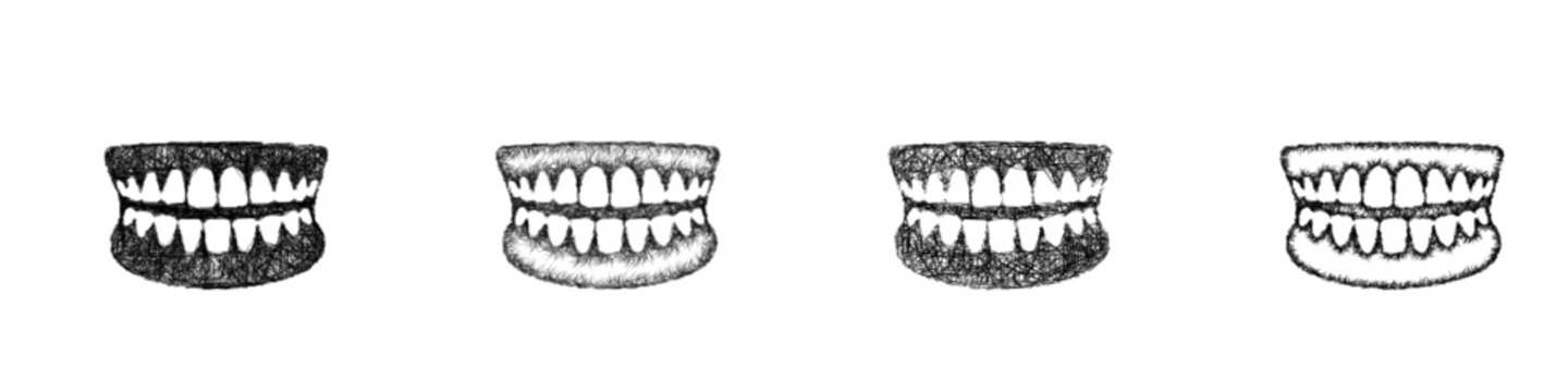 Sketch teeth icon design set